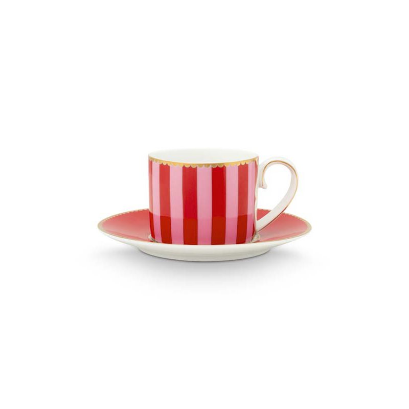 Love Birds Kirmizi Cizgili Türk Kahve Fincani 120 ml