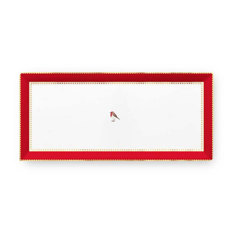 Love Birds Kirmizi Servis Tabagi 33.3x15.5cm