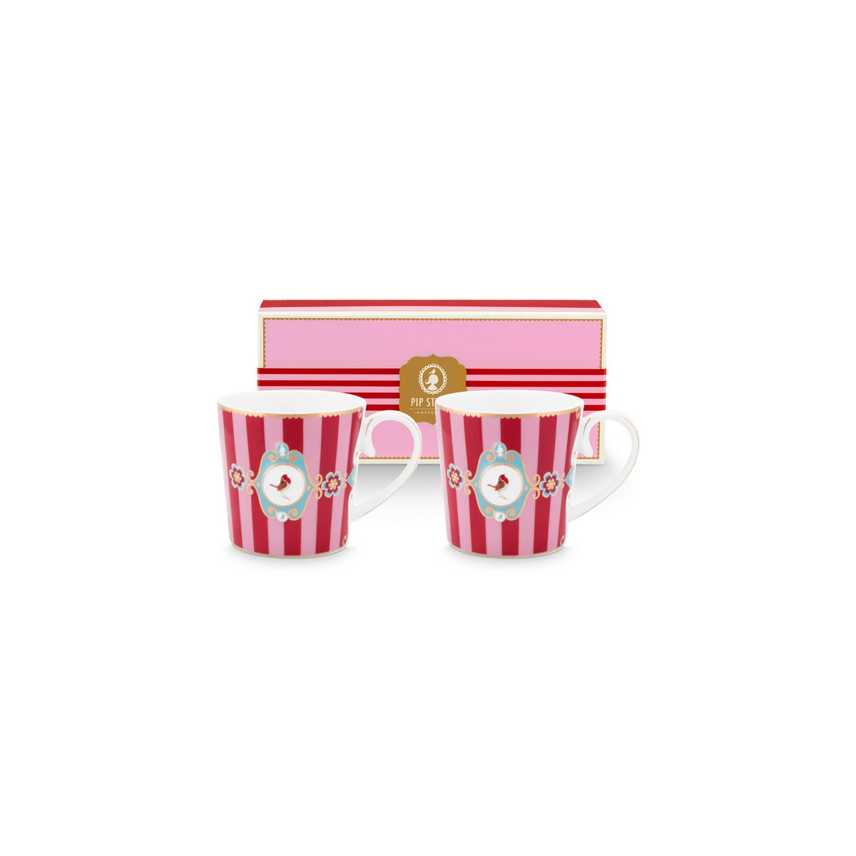 Love Birds Kirmizi Cizgili 2'li Kupa 300 ml