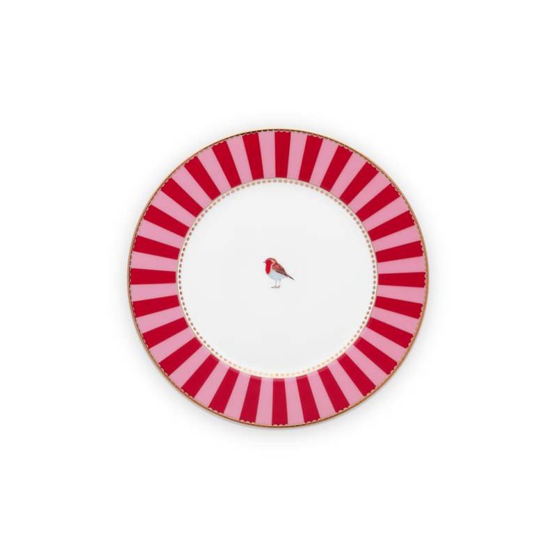 Love Birds Kirmizi Cizgili Pasta Tabagi 17 cm