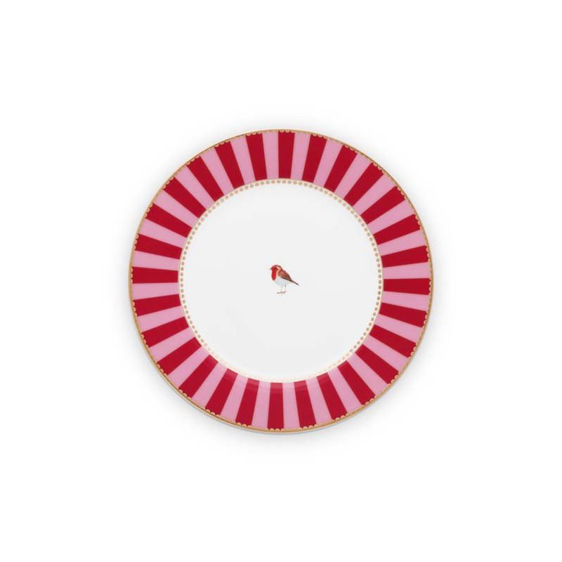 Love Birds Kirmizi Cizgili Kahvalti Tabagi 21 cm