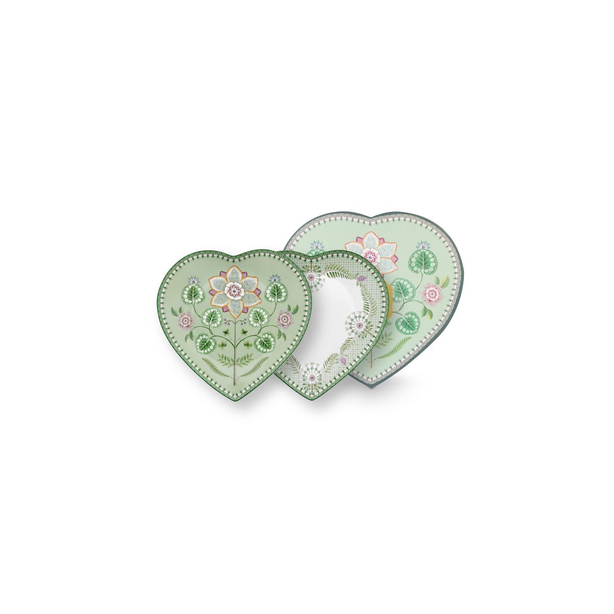 Lily Lotus Acik Yesil Kalpli 2'li Tabak Seti 21,5 cm