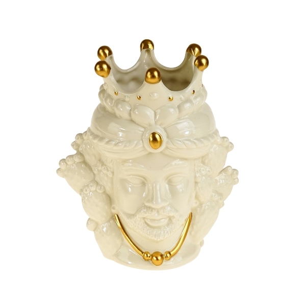 Decorative vase Moro, white/gold