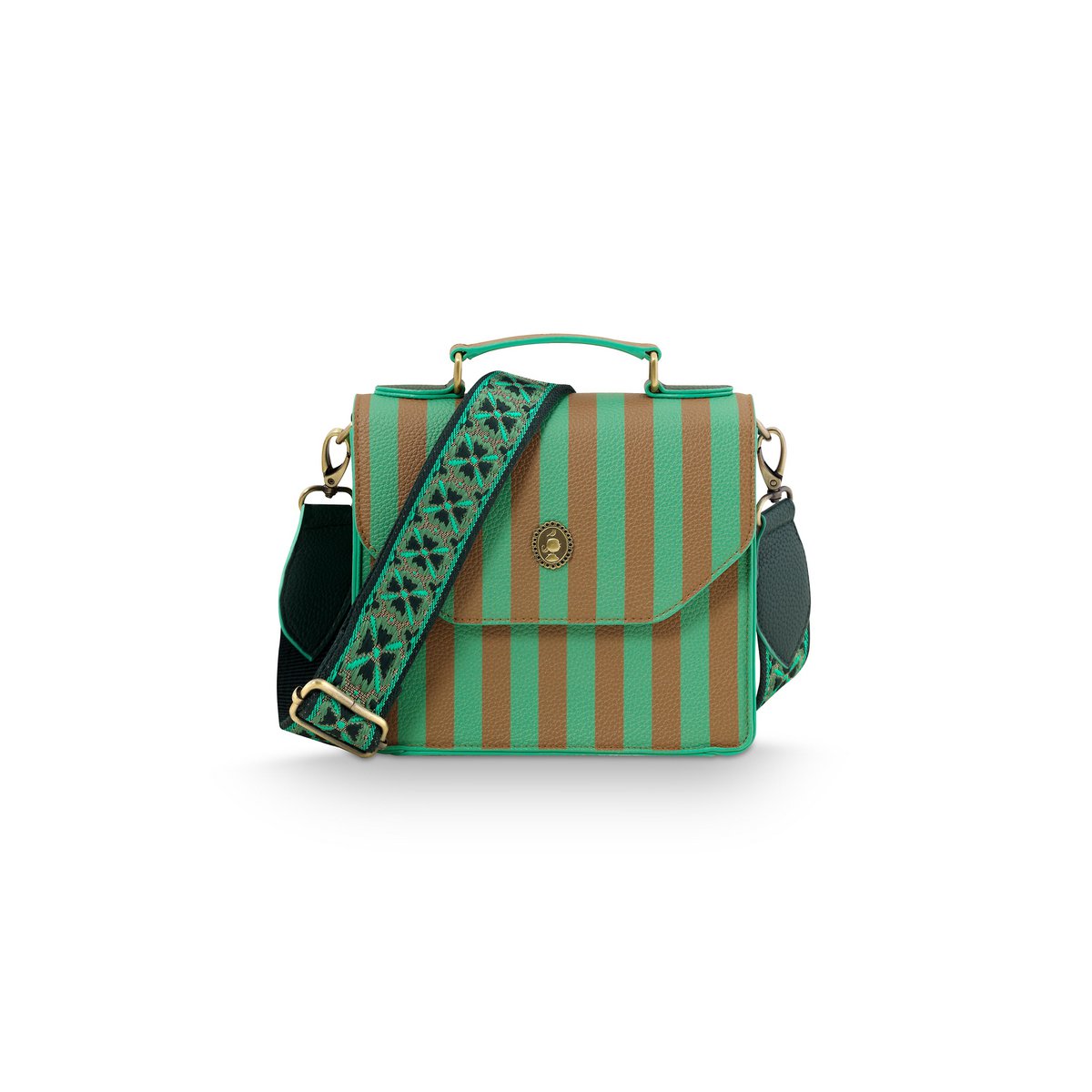 Frances Cross Body Bag Medium Stripe Green 25x9x21.5cm
