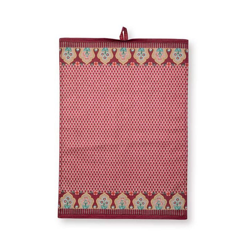 Tea Towel Flower Festival Scallop Dark Pink 50x70cm