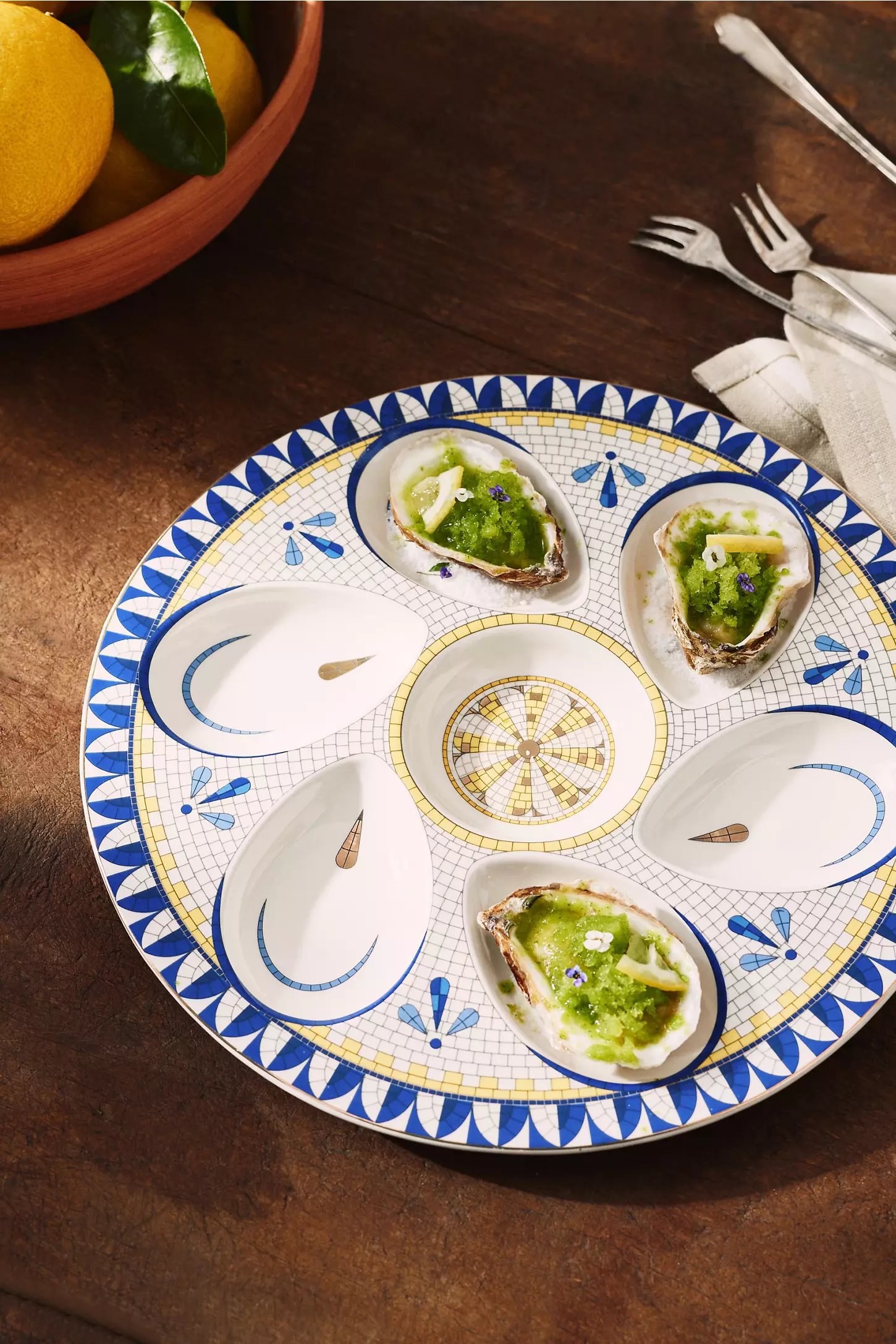 Bistro Tile Stoneware Oyster Serve Platter