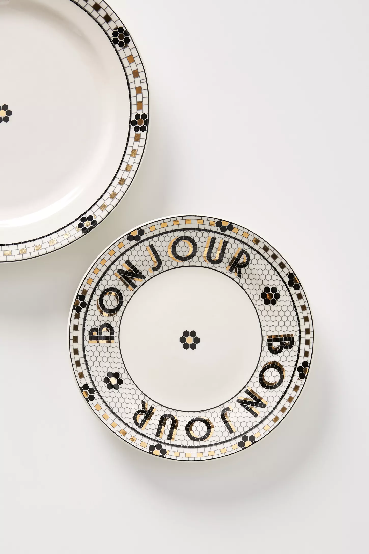 Bistro Tile Stoneware 24k Gold Accent Bread Plates, Set of 4